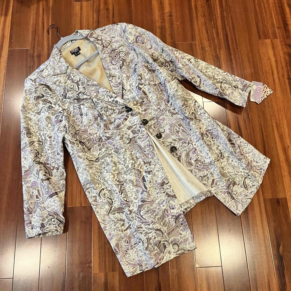 XOXO Y2K Vintage Jacket Coat‎ Paisley Floral Shoulder Pads New NWT Plus Size 2X